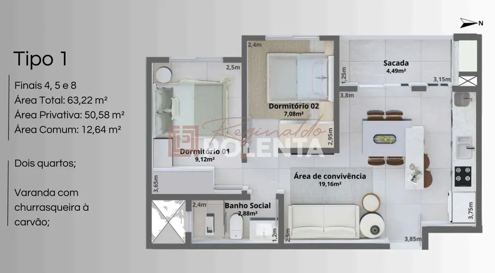 Apartamento, 2 quartos, 58 m² - Foto 10