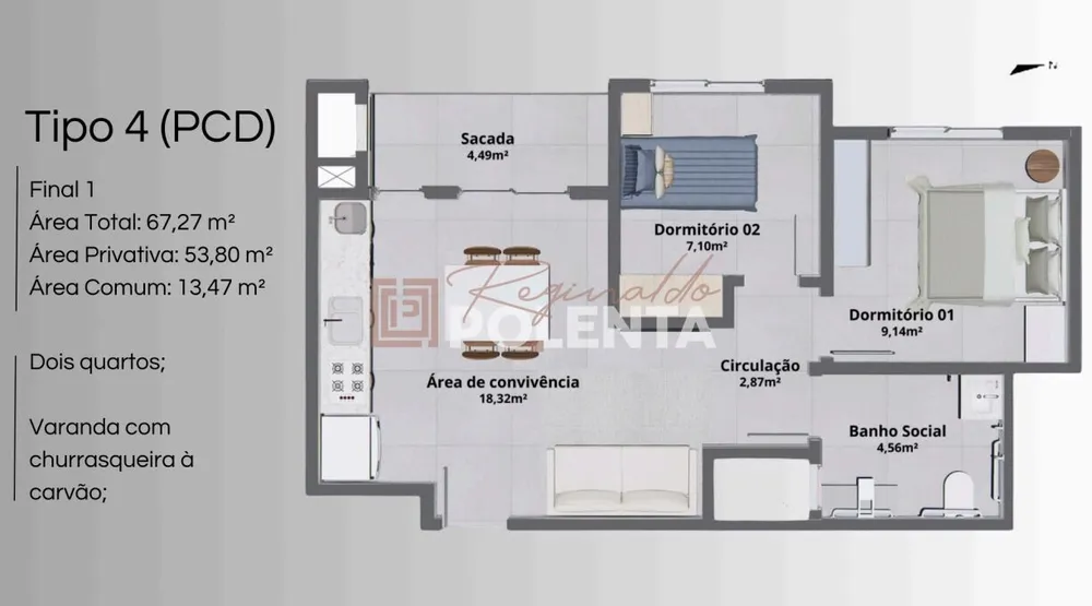 Apartamento, 2 quartos, 58 m² - Foto 9