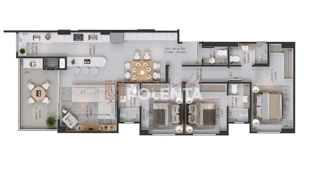Apartamento, 3 quartos, 125 m² - Foto 3