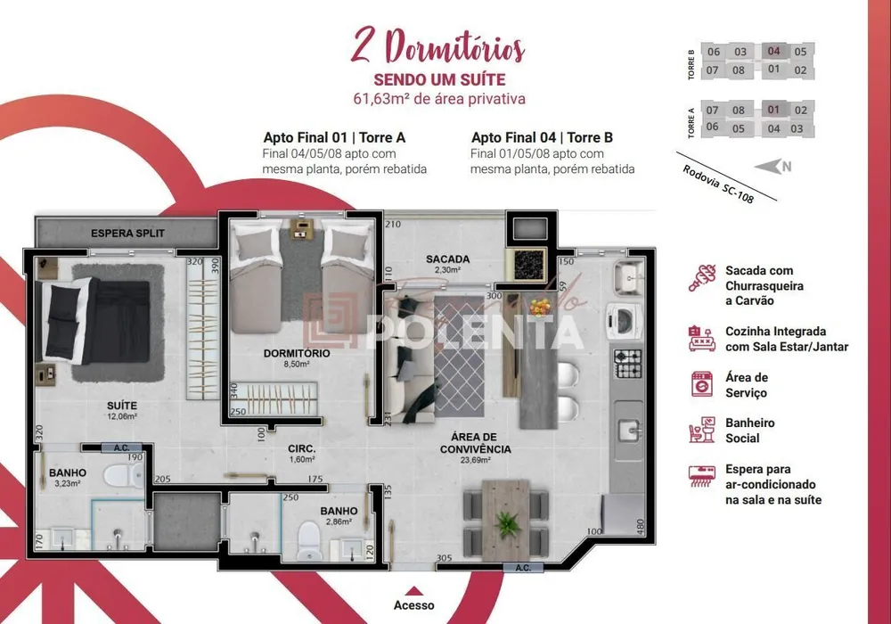 Apartamento, 2 quartos, 56 m² - Foto 11
