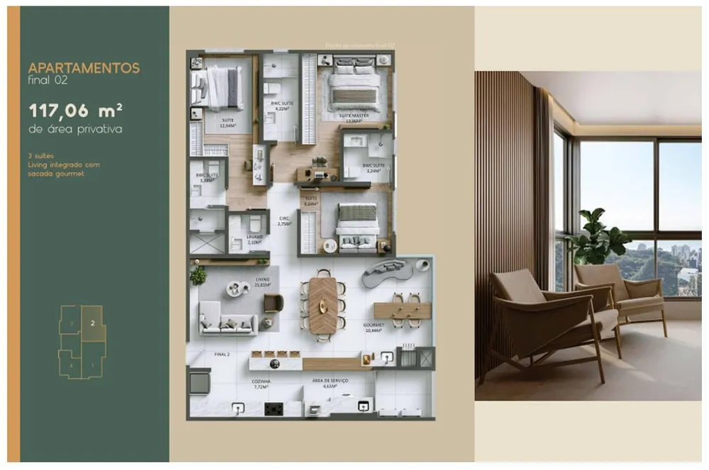 Apartamento, 3 quartos, 117 m² - Foto 3
