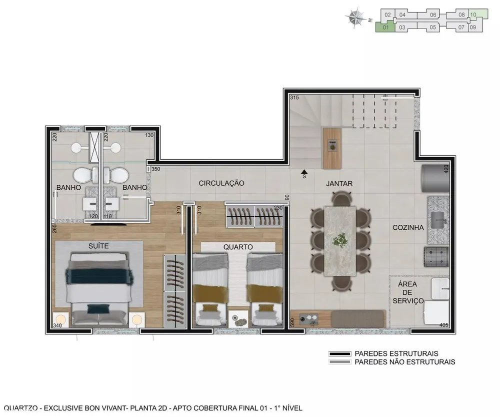 Apartamento, 2 quartos, 53 m² - Foto 3