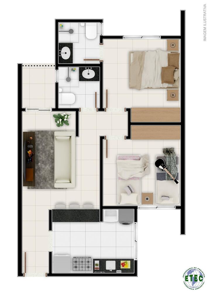 Apartamento, 2 quartos, 53 m² - Foto 2