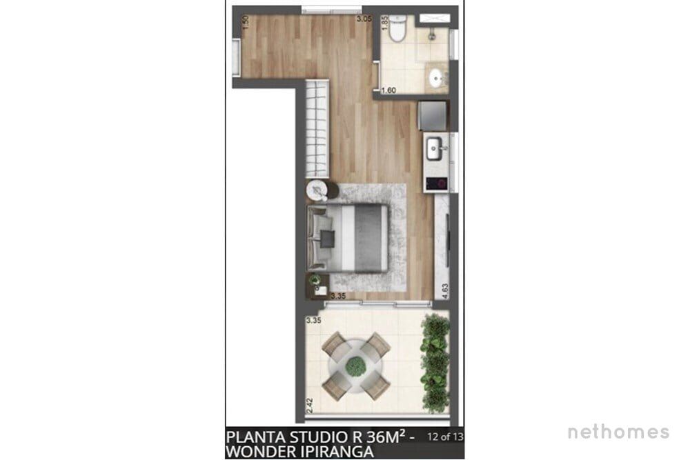 Apartamento, 1 quarto, 36 m² - Foto 2