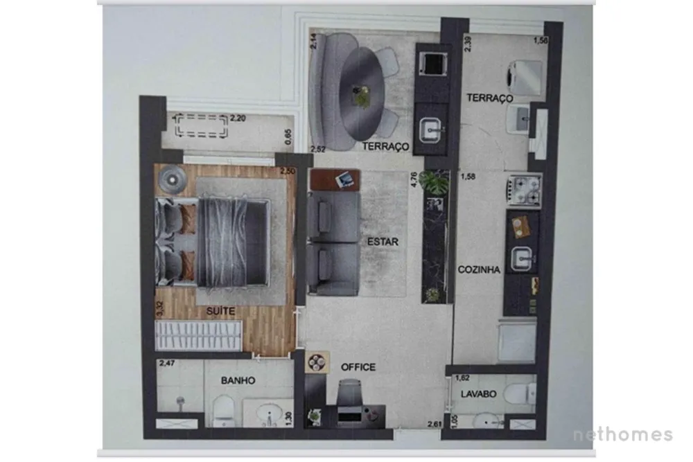 Apartamento, 1 quarto, 51 m² - Foto 1