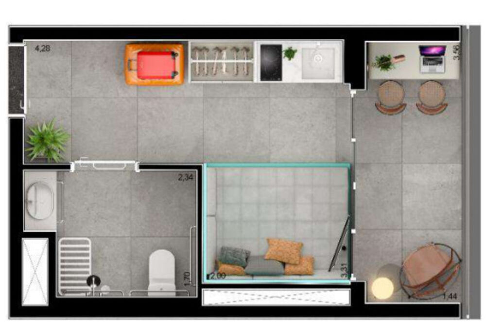 Apartamento, 1 quarto, 23 m² - Foto 3