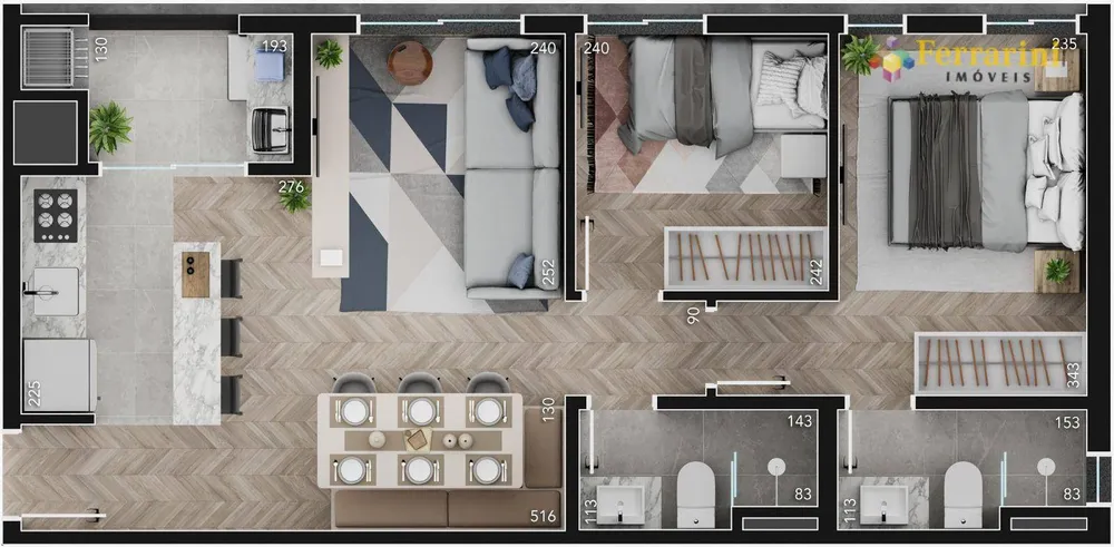 Apartamento, 2 quartos, 52 m² - Foto 3