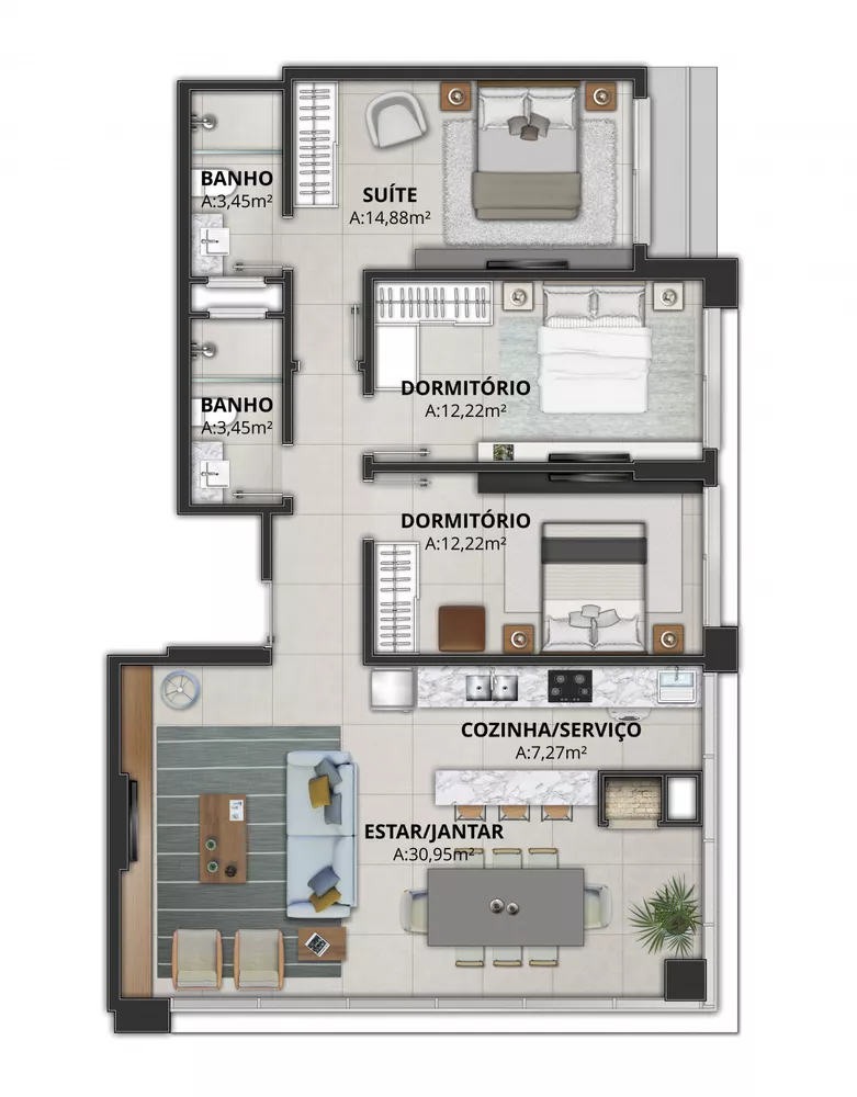 Apartamento à venda com 2 quartos, 78m² - Foto 11