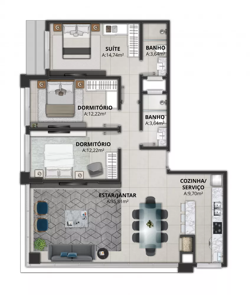 Apartamento à venda com 2 quartos, 78m² - Foto 12