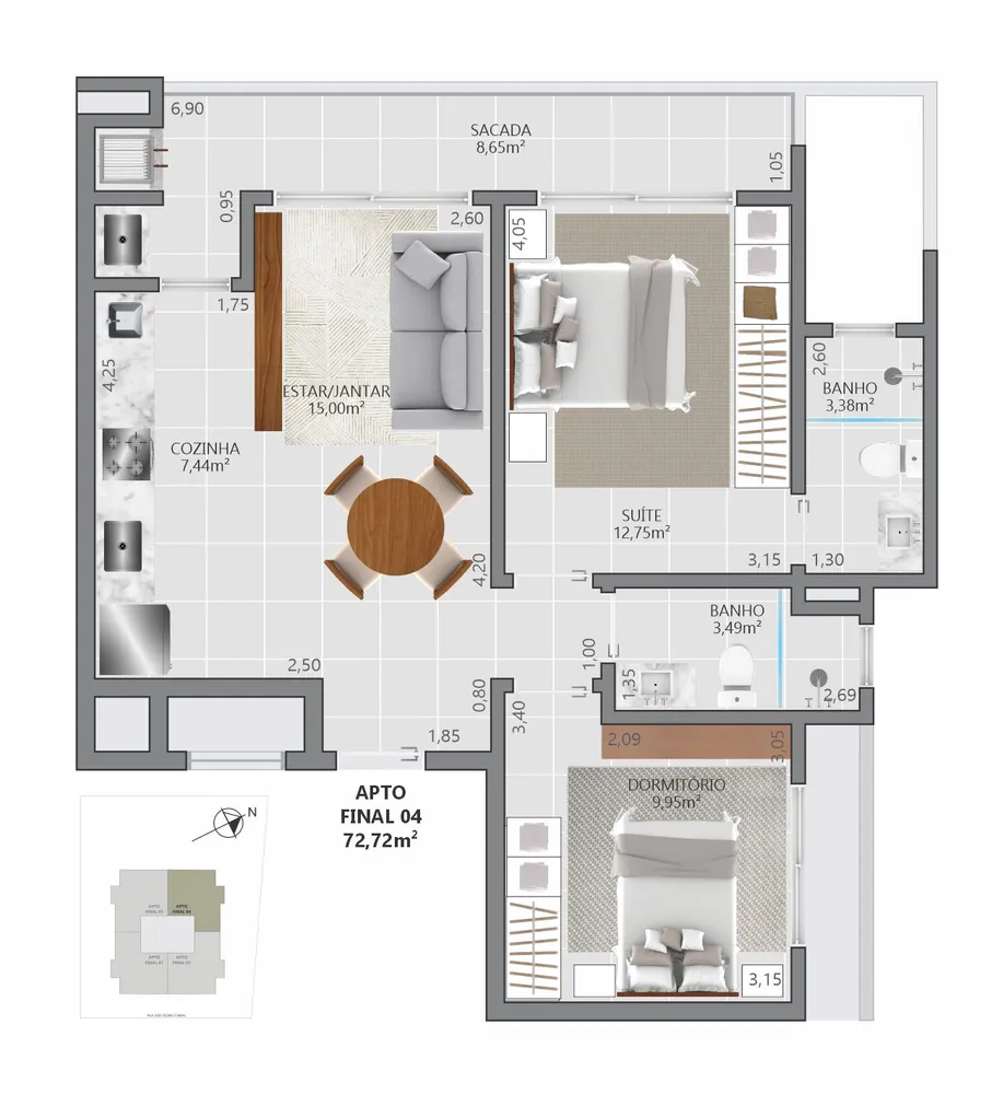 Apartamento, 2 quartos, 71 m² - Foto 8