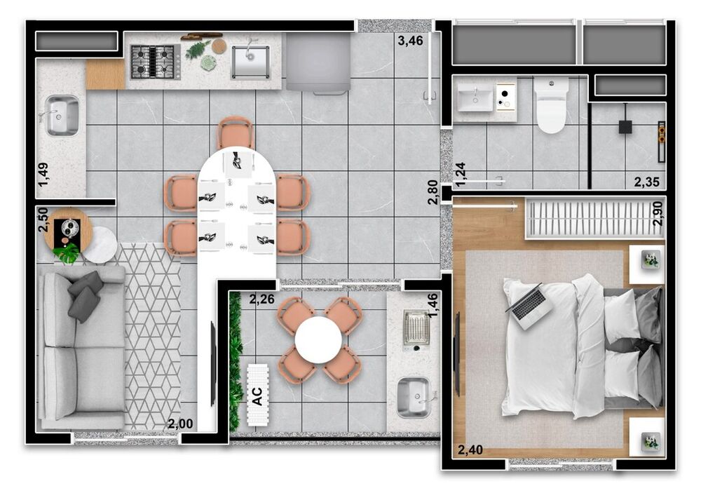 Apartamento, 1 quarto, 54 m² - Foto 8