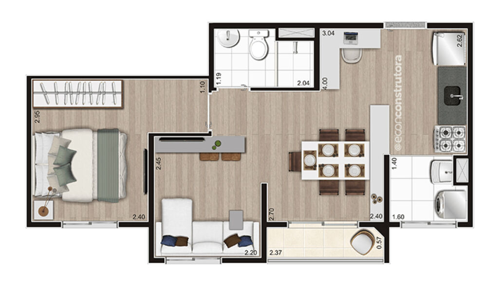 Apartamento, 2 quartos, 37 m² - Foto 3