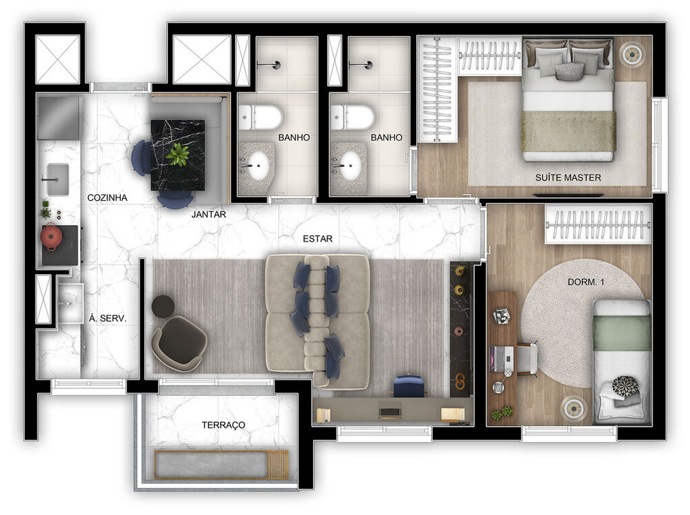 Apartamento, 3 quartos, 56 m² - Foto 3