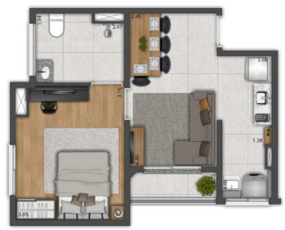 Apartamento, 1 quarto, 39 m² - Foto 7