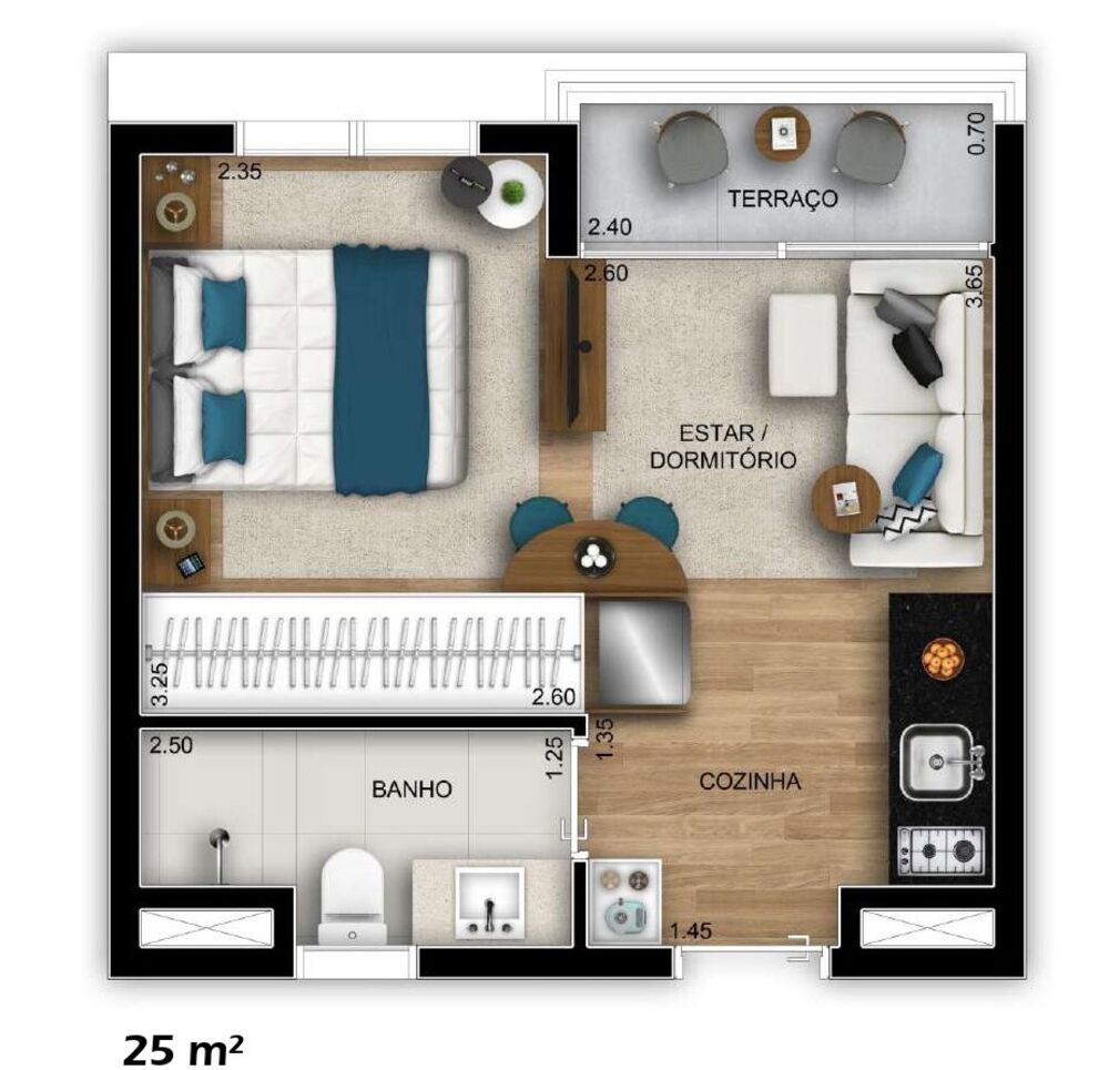 Apartamento, 1 quarto, 24 m² - Foto 3