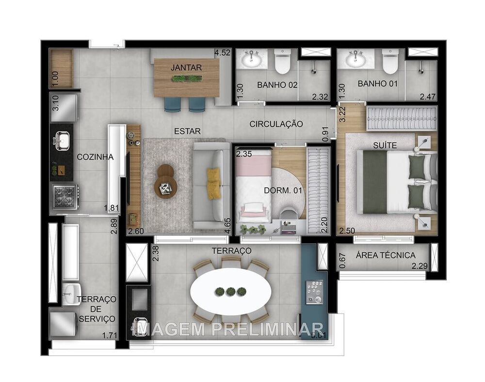 Apartamento, 2 quartos, 69 m² - Foto 3