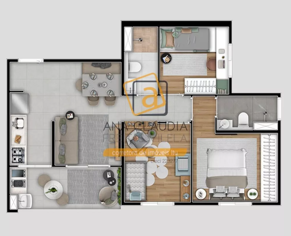 Apartamento à venda com 3 quartos, 56m² - Foto 3