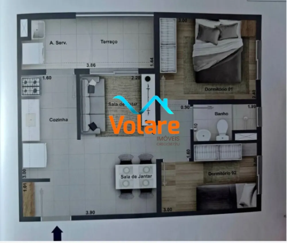 Apartamento, 2 quartos, 44 m² - Foto 3
