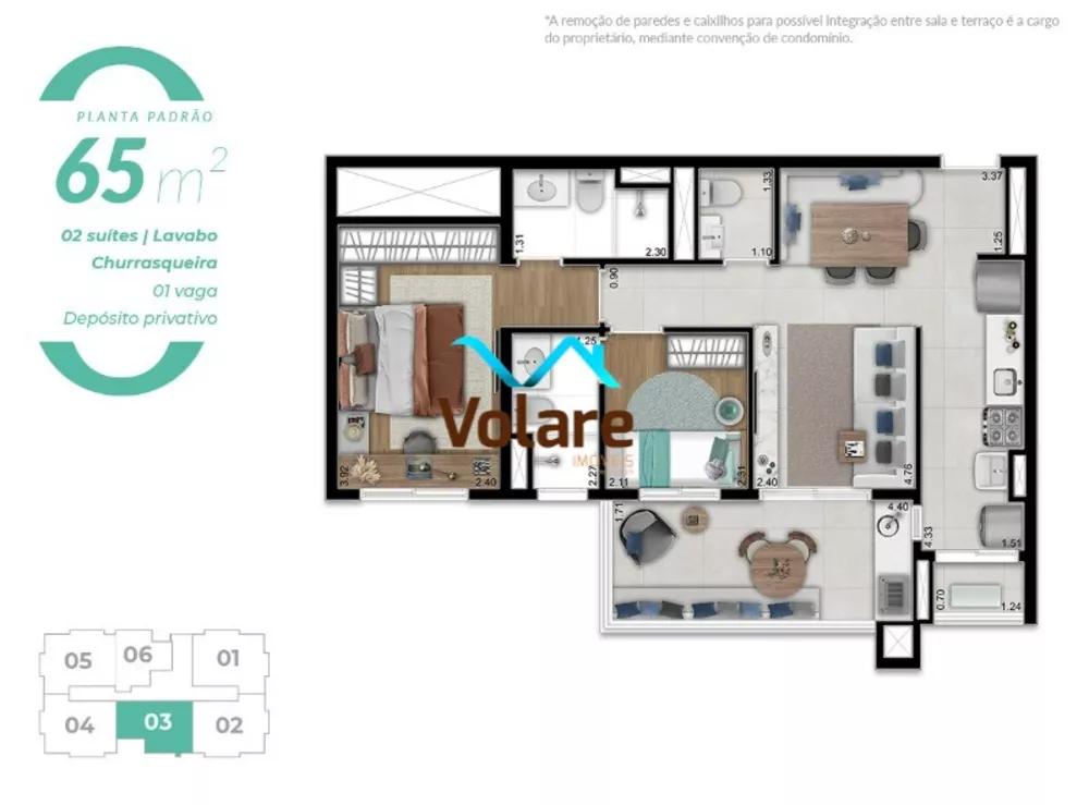 Apartamento, 3 quartos, 65 m² - Foto 4