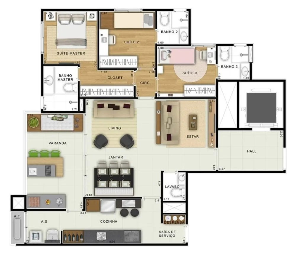Apartamento, 3 quartos, 113 m² - Foto 3