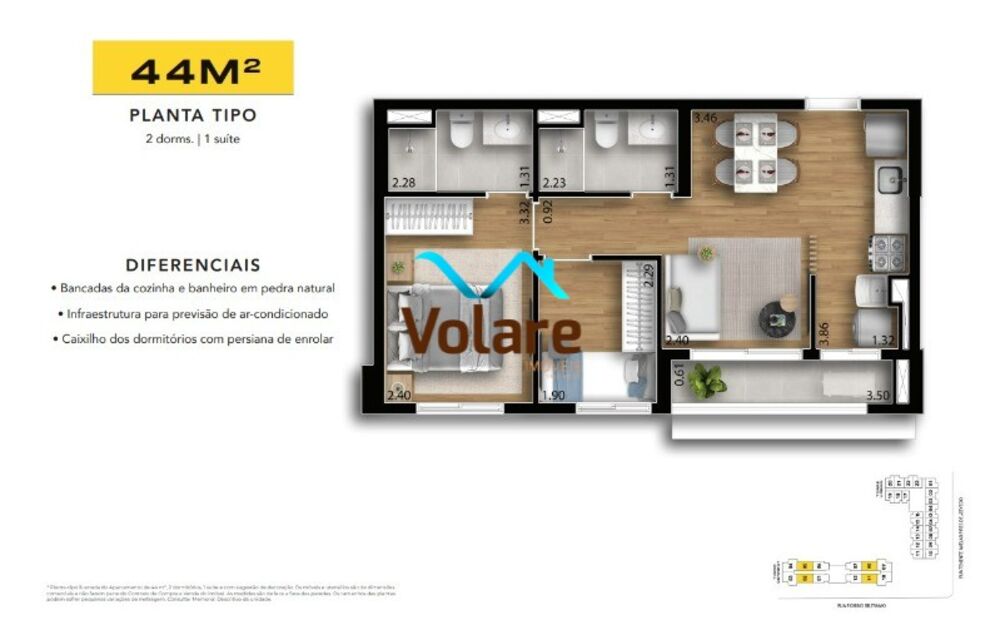 Apartamento, 2 quartos, 44 m² - Foto 6