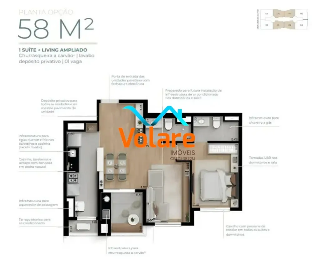 Apartamento, 2 quartos, 58 m² - Foto 2