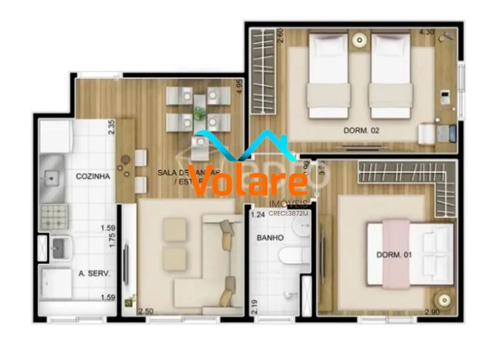 Apartamento, 2 quartos, 51 m² - Foto 8