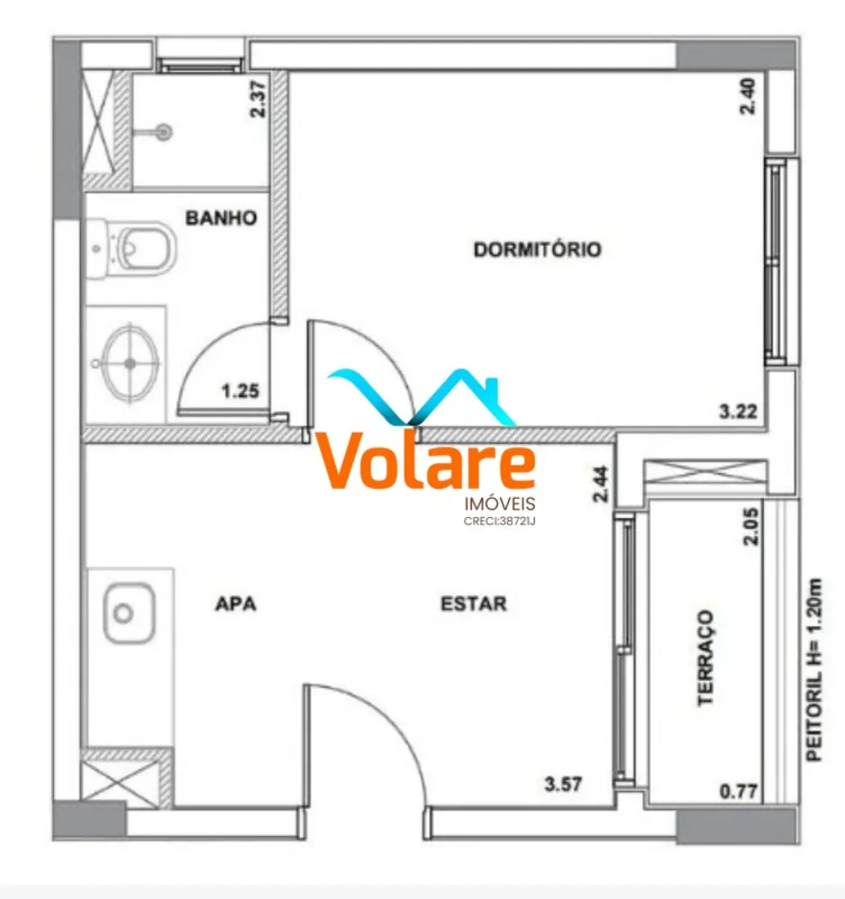 Apartamento, 1 quarto, 25 m² - Foto 3