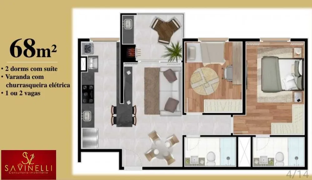 Apartamento, 2 quartos, 68 m² - Foto 2