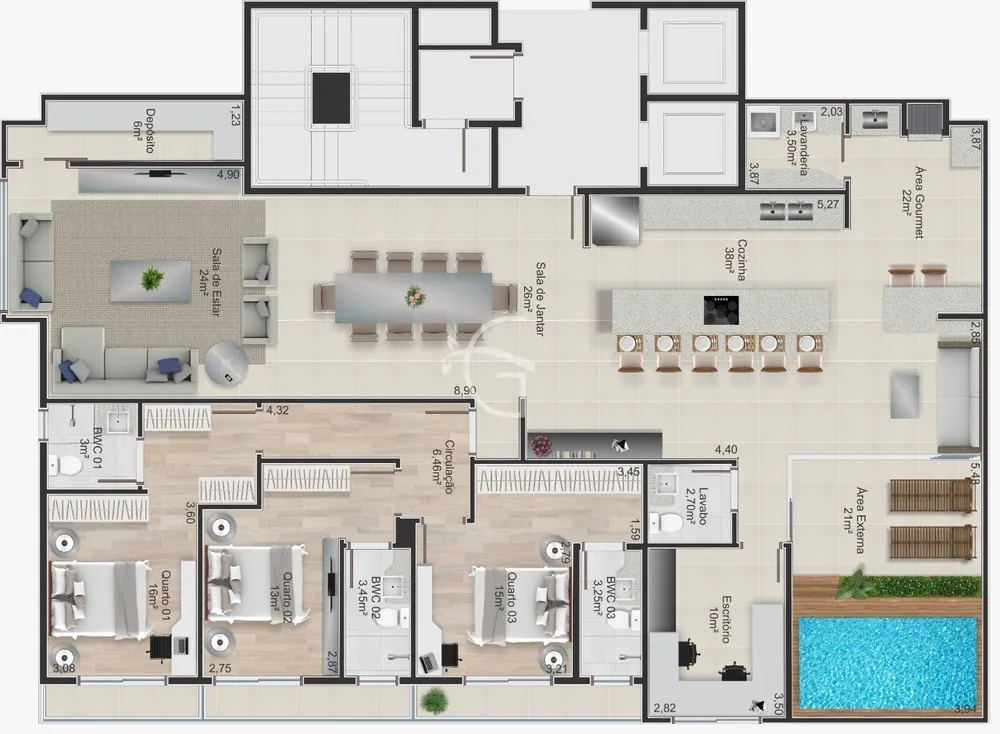 Apartamento, 3 quartos, 218 m² - Foto 3