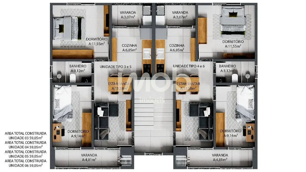 Apartamento, 2 quartos, 59 m² - Foto 2
