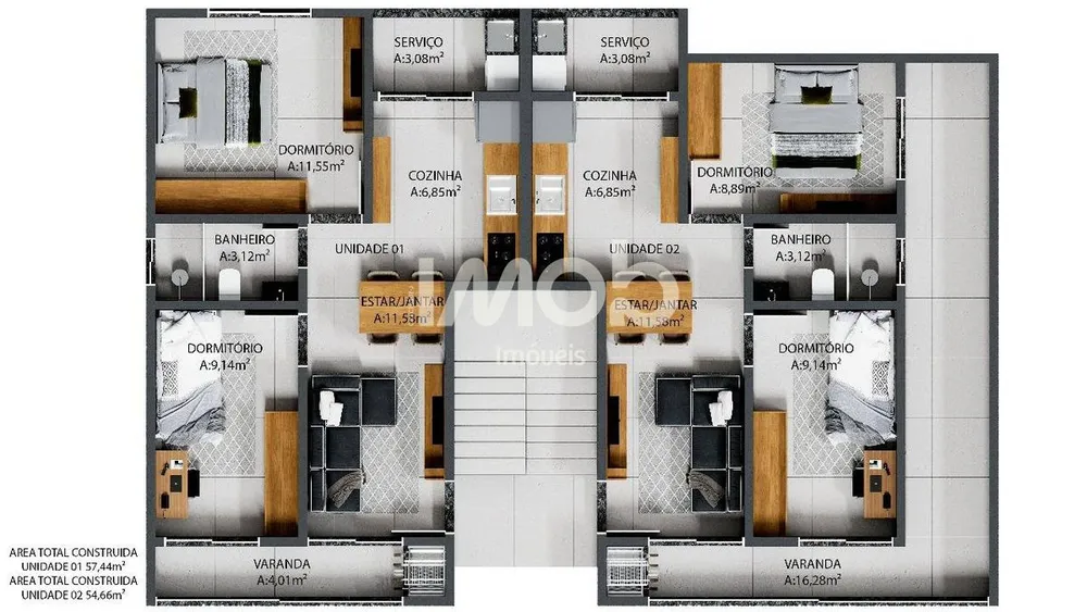 Apartamento, 2 quartos, 59 m² - Foto 3
