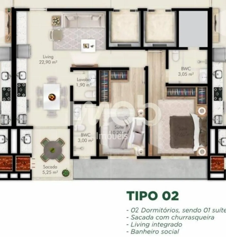 Apartamento, 2 quartos, 70 m² - Foto 2