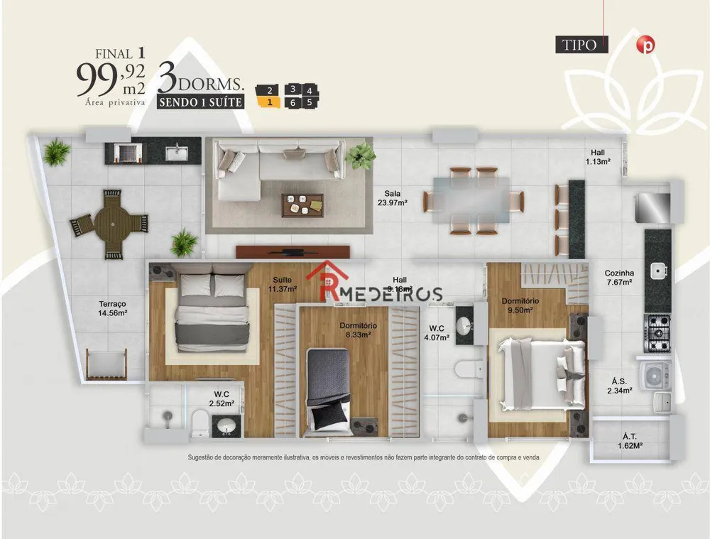 Apartamento, 3 quartos, 99 m² - Foto 1