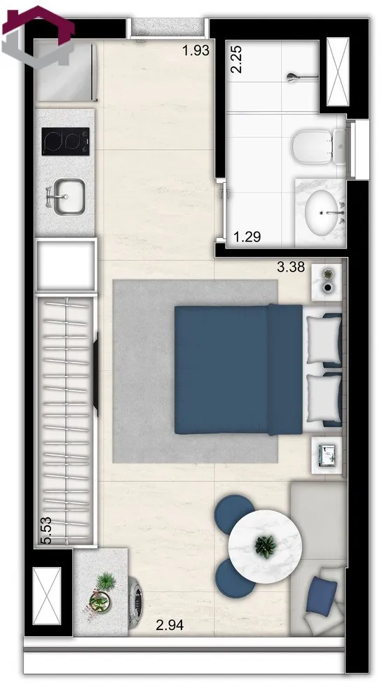 Apartamento, 1 quarto, 25 m² - Foto 3