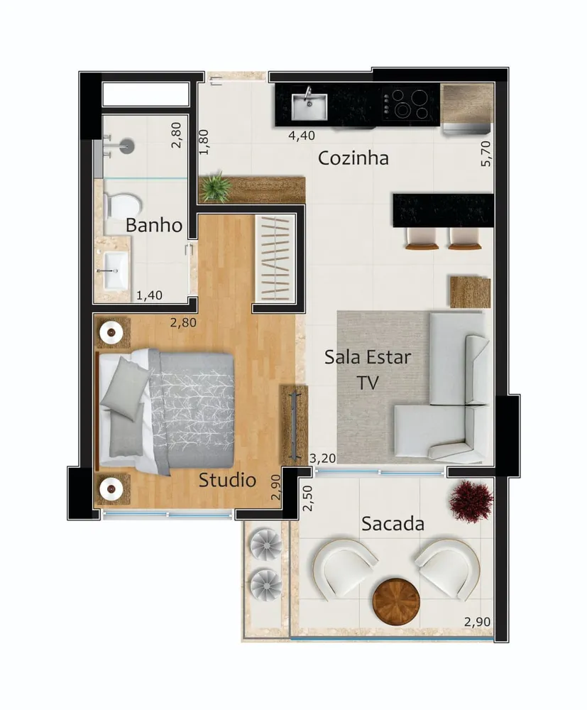 Apartamento, 1 quarto, 48 m² - Foto 8