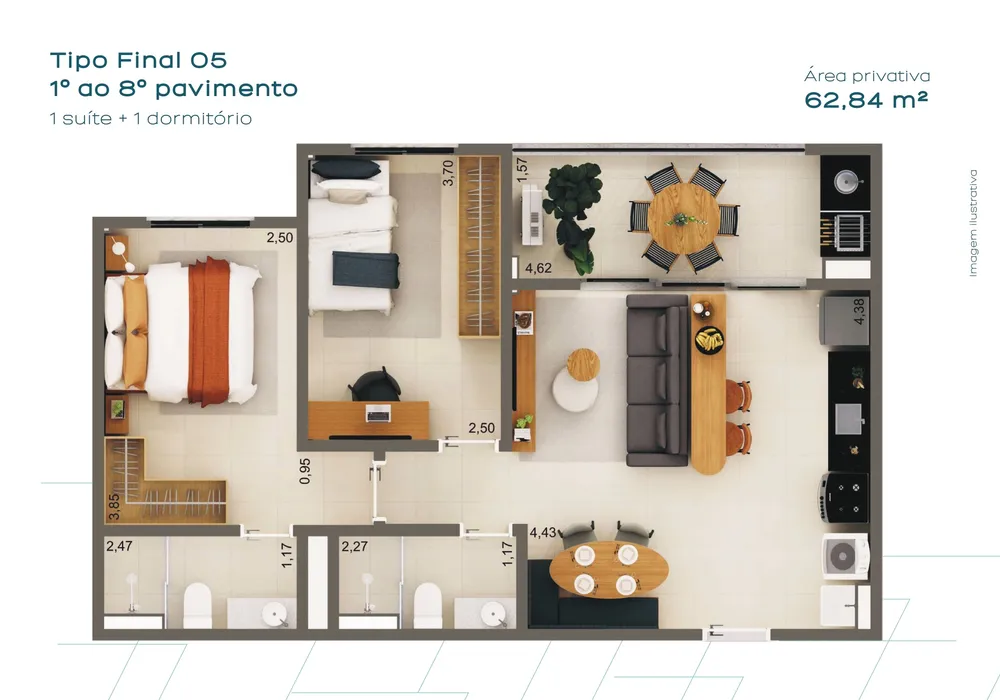 Apartamento, 2 quartos, 62 m² - Foto 1