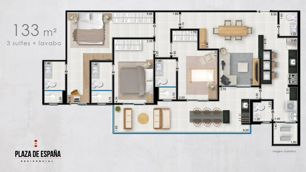 Apartamento, 3 quartos, 133 m² - Foto 9