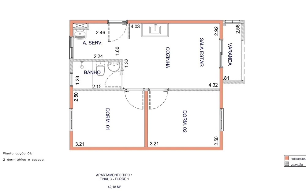 Apartamento, 2 quartos, 42 m² - Foto 1