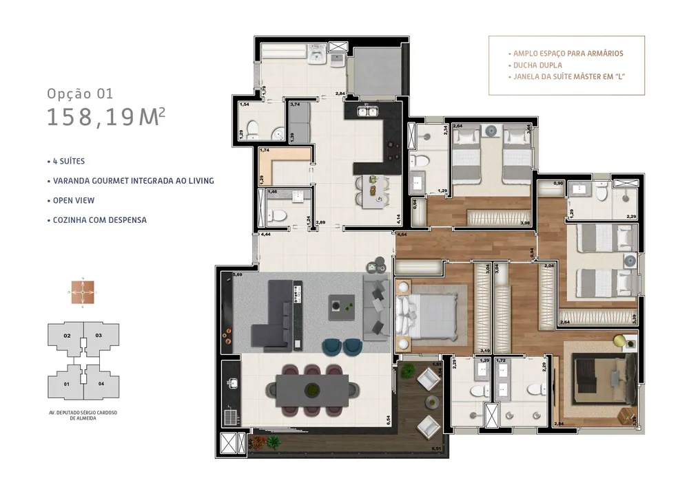 Apartamento, 4 quartos, 158 m² - Foto 1