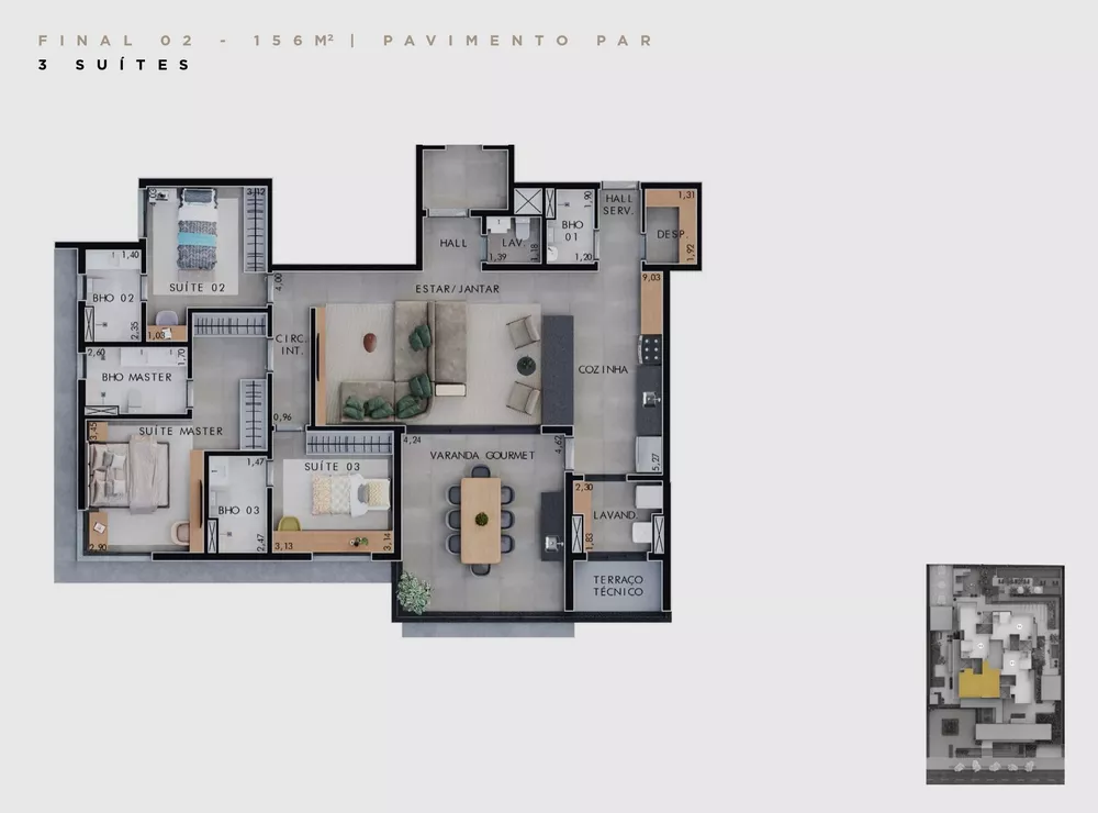 Apartamento, 3 quartos, 156 m² - Foto 3