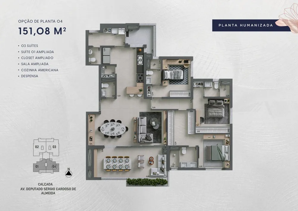 Apartamento, 3 quartos, 151 m² - Foto 2