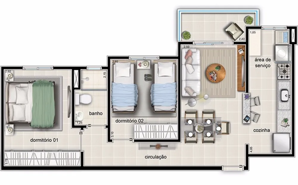 Apartamento, 2 quartos, 54 m² - Foto 1