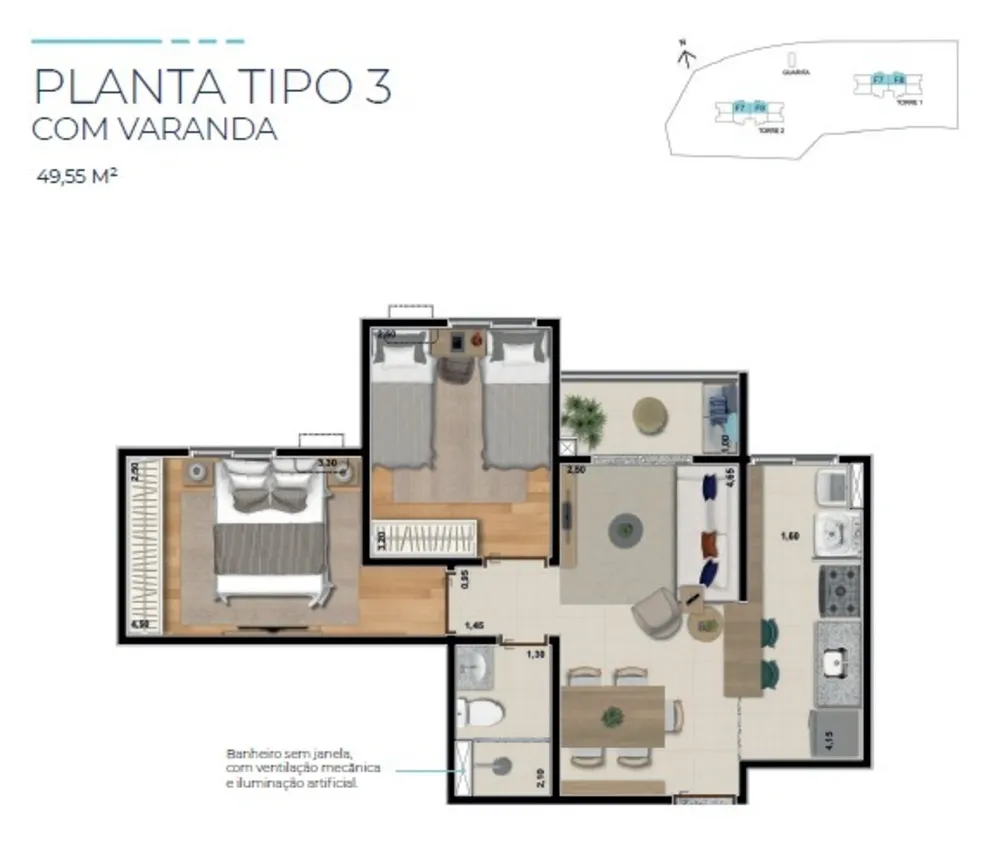 Apartamento, 2 quartos, 50 m² - Foto 4