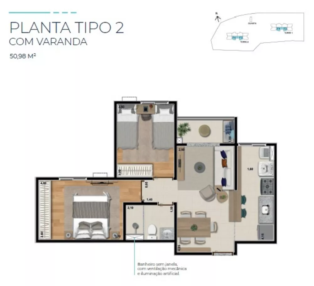 Apartamento, 2 quartos, 50 m² - Foto 12
