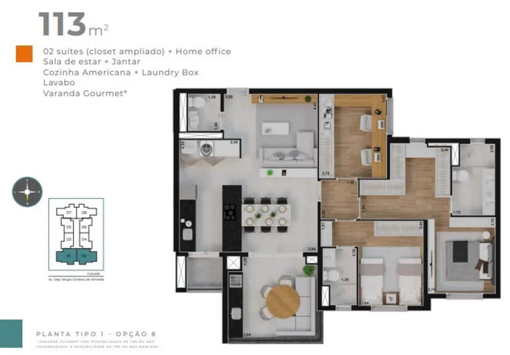 Apartamento, 2 quartos, 113 m² - Foto 1