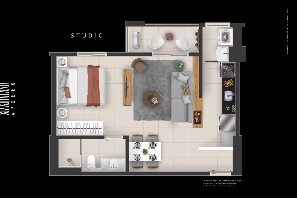 Apartamento, 1 quarto, 43 m² - Foto 3