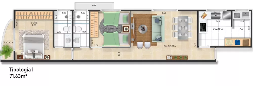 Apartamento, 2 quartos, 71 m² - Foto 1