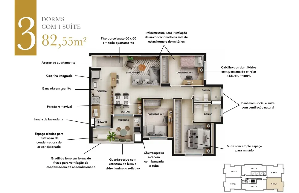 Apartamento, 3 quartos, 83 m² - Foto 3