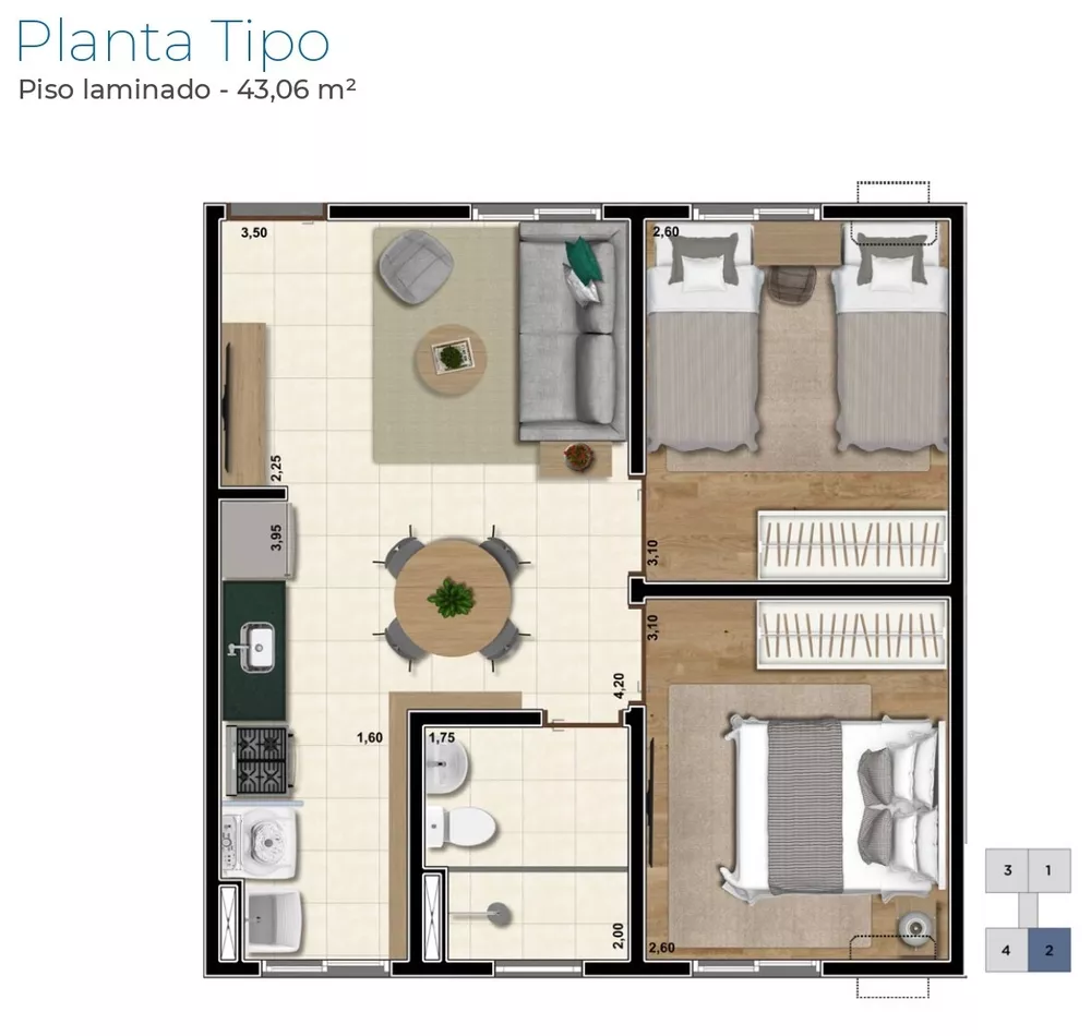 Apartamento, 2 quartos, 43 m² - Foto 11